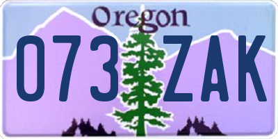 OR license plate 073ZAK