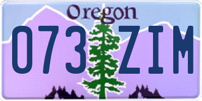 OR license plate 073ZIM
