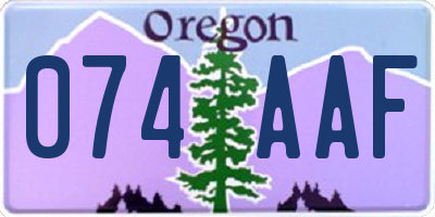 OR license plate 074AAF