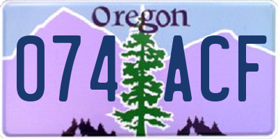 OR license plate 074ACF