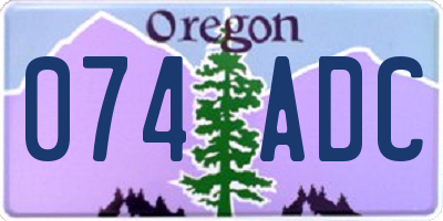 OR license plate 074ADC