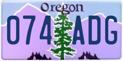 OR license plate 074ADG
