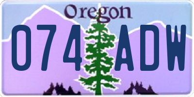 OR license plate 074ADW