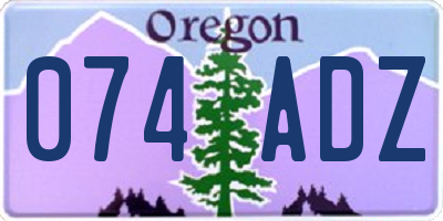 OR license plate 074ADZ