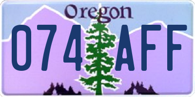 OR license plate 074AFF