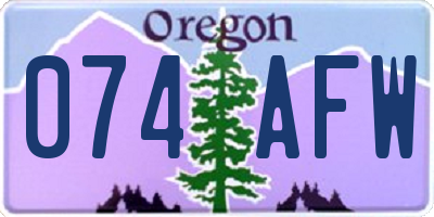 OR license plate 074AFW