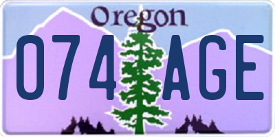 OR license plate 074AGE