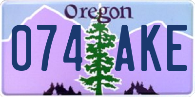 OR license plate 074AKE