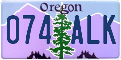 OR license plate 074ALK