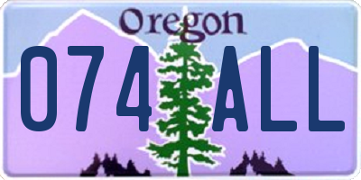 OR license plate 074ALL