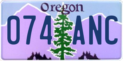 OR license plate 074ANC