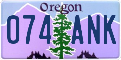 OR license plate 074ANK