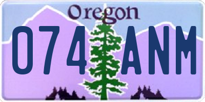 OR license plate 074ANM