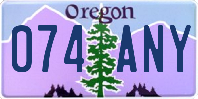 OR license plate 074ANY
