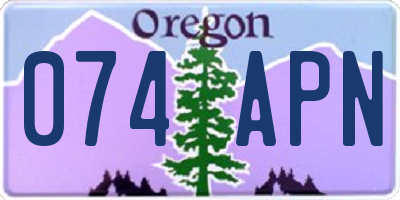 OR license plate 074APN