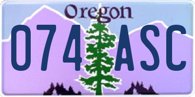 OR license plate 074ASC