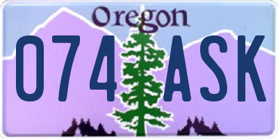 OR license plate 074ASK