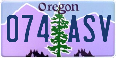 OR license plate 074ASV