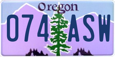 OR license plate 074ASW