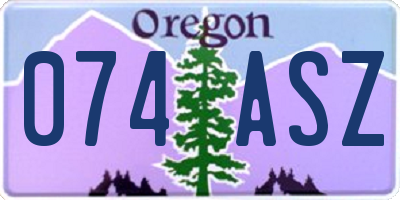 OR license plate 074ASZ