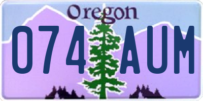 OR license plate 074AUM