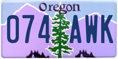 OR license plate 074AWK