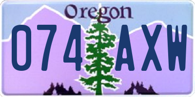 OR license plate 074AXW