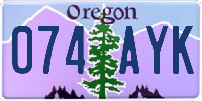 OR license plate 074AYK