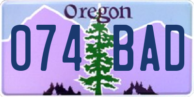 OR license plate 074BAD