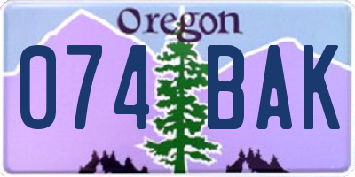 OR license plate 074BAK