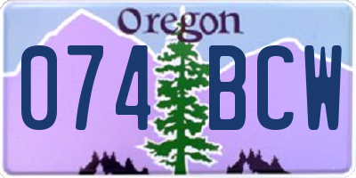 OR license plate 074BCW