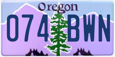 OR license plate 074BWN