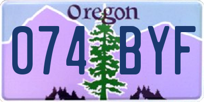 OR license plate 074BYF