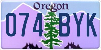 OR license plate 074BYK