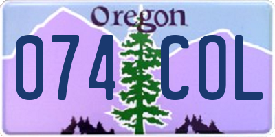 OR license plate 074COL