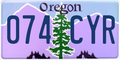 OR license plate 074CYR