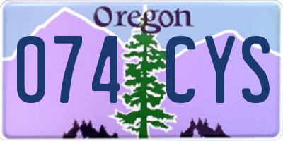 OR license plate 074CYS