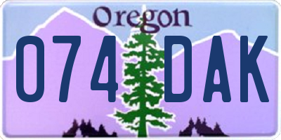 OR license plate 074DAK