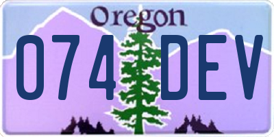 OR license plate 074DEV