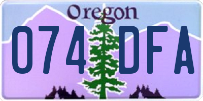 OR license plate 074DFA