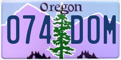OR license plate 074DOM