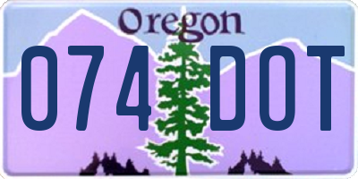 OR license plate 074DOT