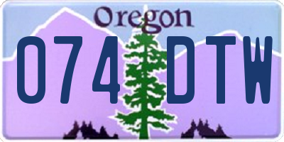 OR license plate 074DTW