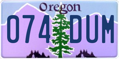 OR license plate 074DUM