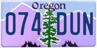 OR license plate 074DUN