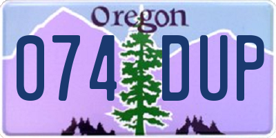 OR license plate 074DUP