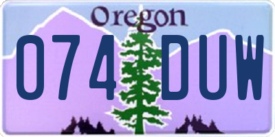 OR license plate 074DUW