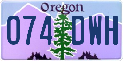 OR license plate 074DWH