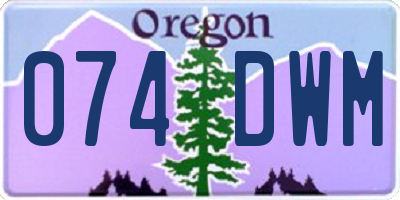 OR license plate 074DWM