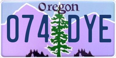 OR license plate 074DYE